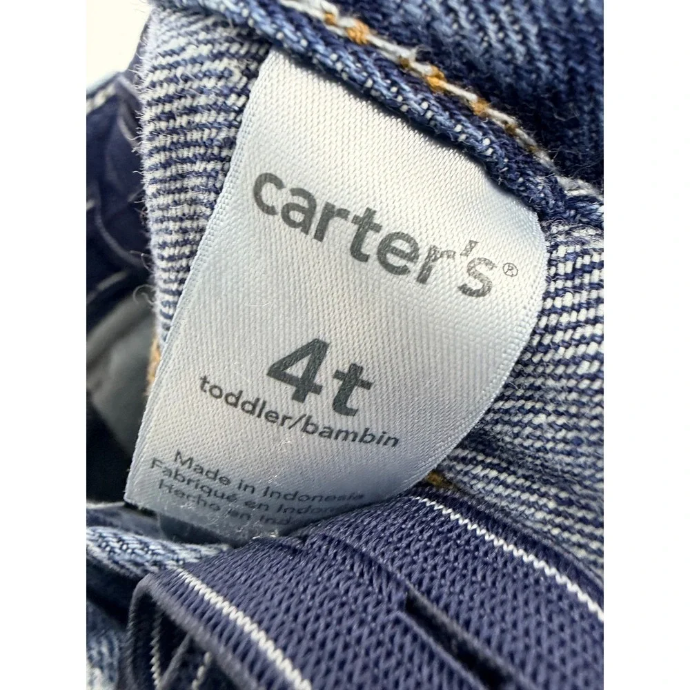 Carters Toddler Boys Blue Carpenter Jeans Medium Wash Adjustable Waist 4T